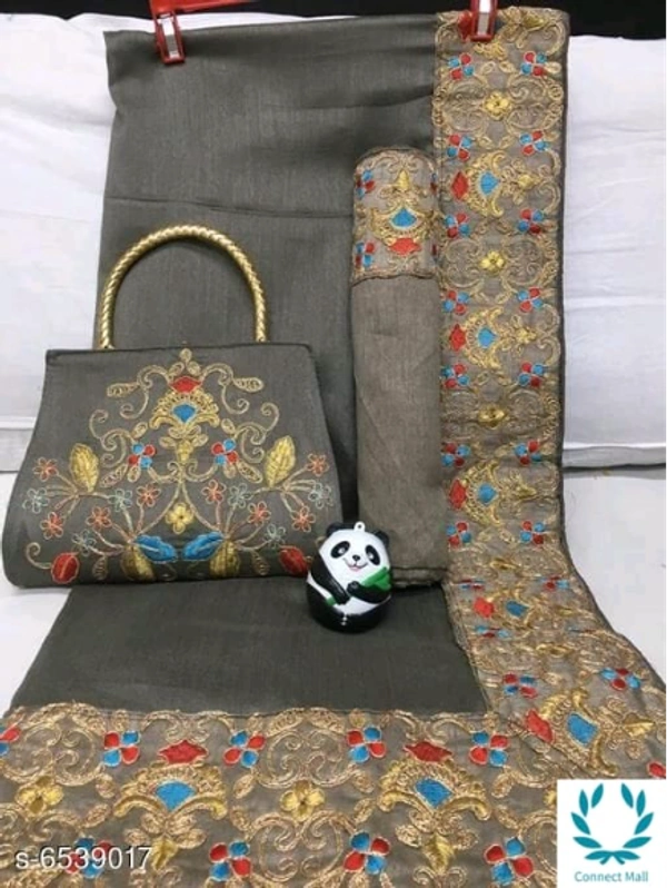 Trendy Women's Saree With Free Embroidered Designer Bag - Saree Length Size-5.5m Blouse Length Size-0.8, Banglori Silk, Pack of ;1